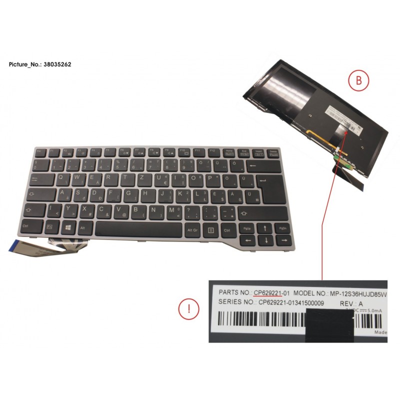 38035262 - KEYBOARD BLACK W/ BL HUNGARY