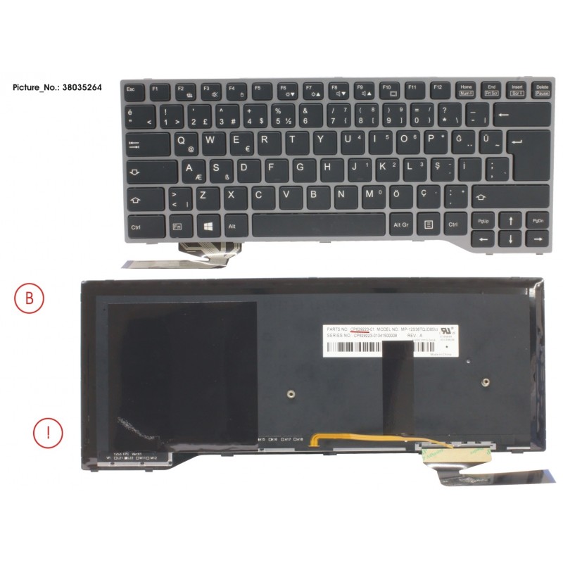 38035264 - KEYBOARD BLACK W/ BL TURKEY