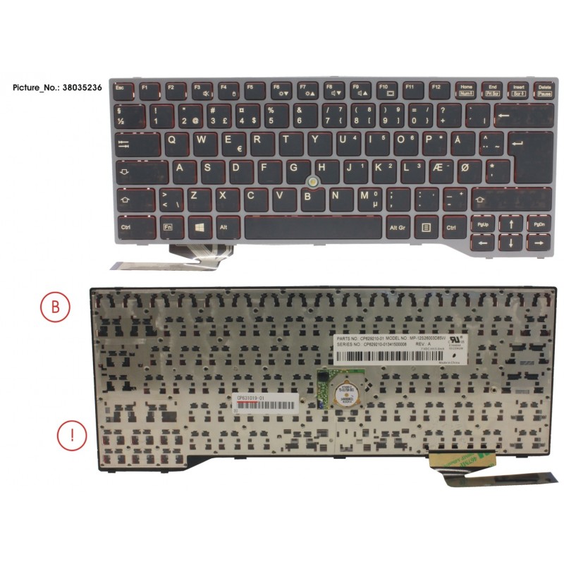 38035236 - KEYBOARD BLACK W/ TS DENMARK