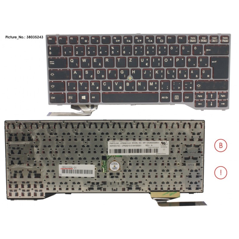 38035243 - KEYBOARD BLACK W/ TS HUNGARY