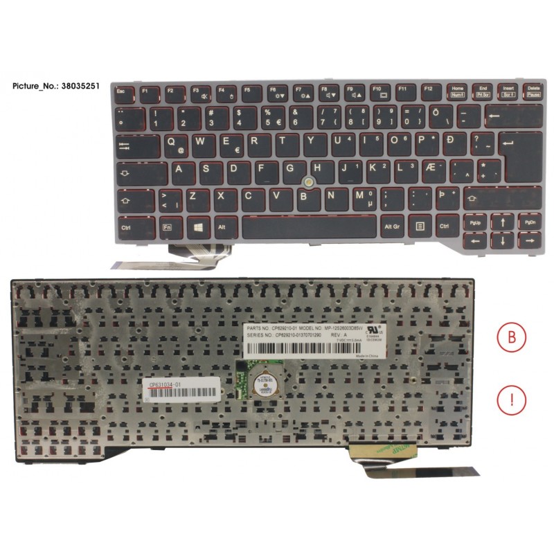 38035251 - KEYBOARD BLACK W/ TS ICELAND