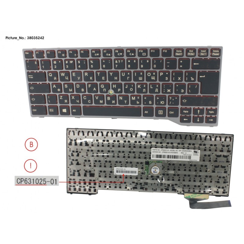 38035242 - KEYBOARD BLACK W/ TS RUSSIA/US