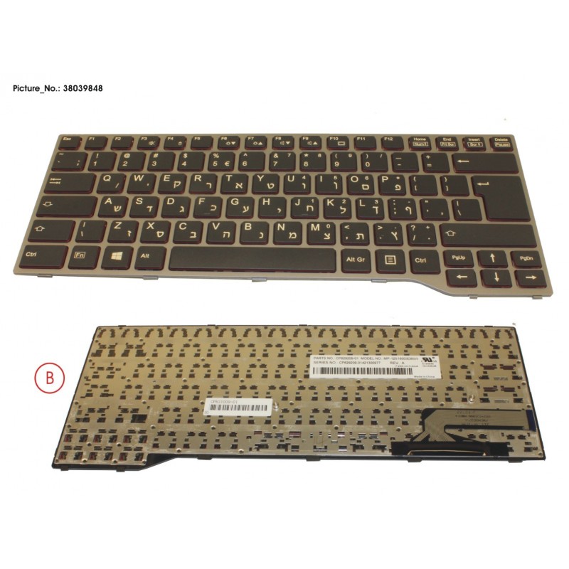 38039848 - KEYBOARD BLACK W/O TS HEBREW