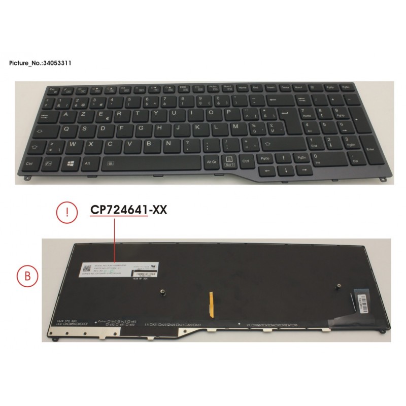 34053311 - KEYBOARD 10KEY BLACK W/ BL BELGIUM