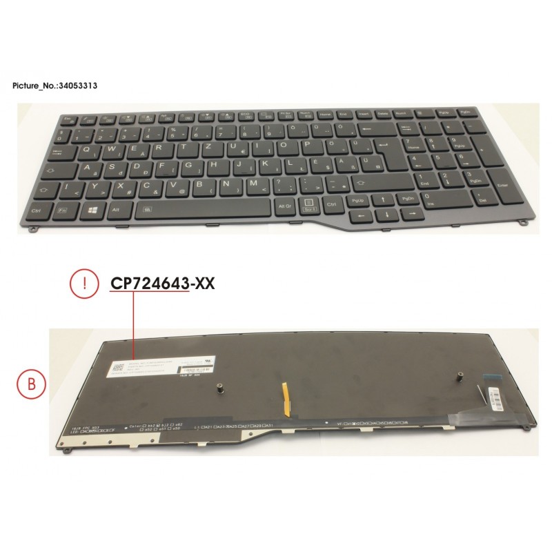 34053313 - KEYBOARD 10KEY BLACK W/ BL HUNGARY