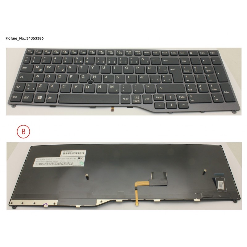 34053386 - KEYBOARD 10KEY BLACK W/ TS ICELAND