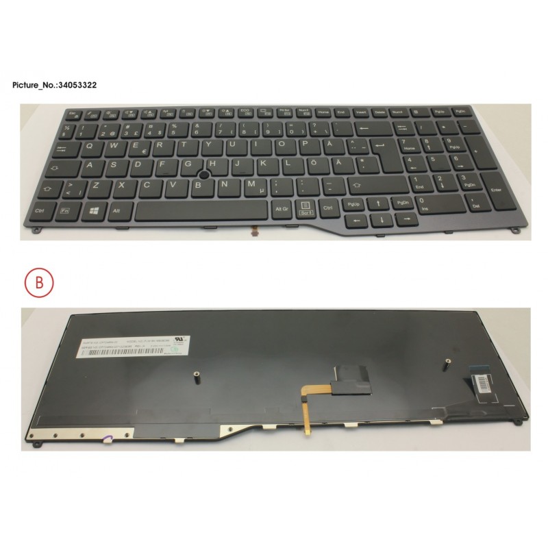 34053322 - KEYBOARD 10KEY BLACK W/ TS SWE/FINLAND