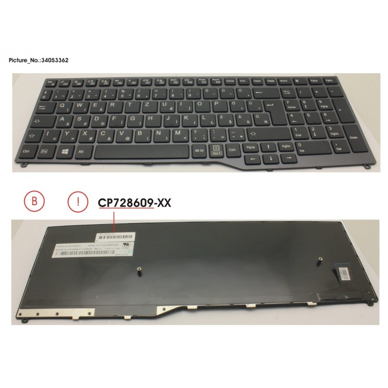 34053362 - KEYBOARD 10KEY BLACK W/O TS HUNGARY