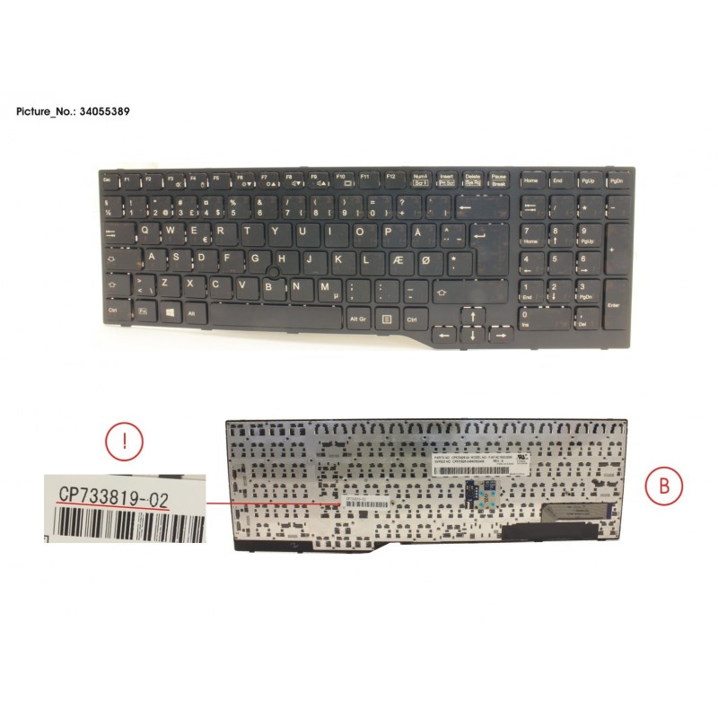 34055389 - KEYBOARD 10KEY BLACK W/ TS DENMARK