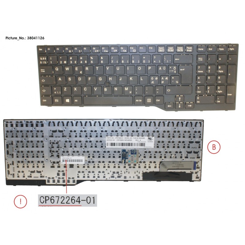 38041126 - KEYBOARD 10KEY BLACK W/ TS NORDIC/EST