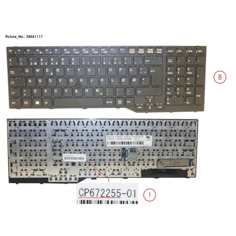 38041117 - KEYBOARD 10KEY BLACK W/ TS NORWAY