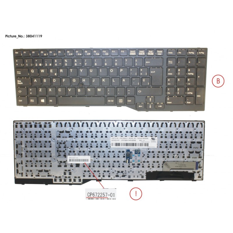 38041119 - KEYBOARD 10KEY BLACK W/ TS SPAIN