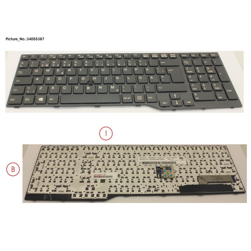 34055387 - KEYBOARD 10KEY BLACK W/ TS SWE/FINLAND