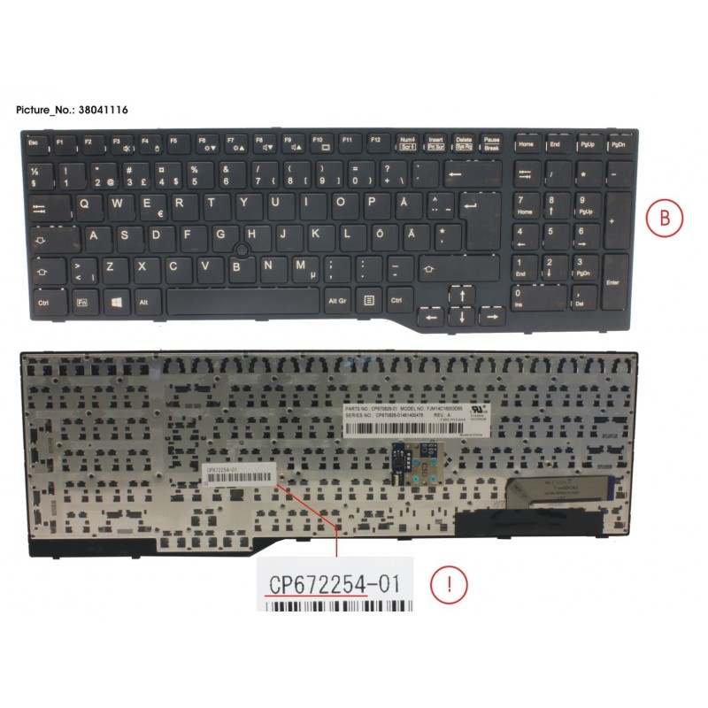 38041116 - KEYBOARD 10KEY BLACK W/ TS SWE/FINLAND