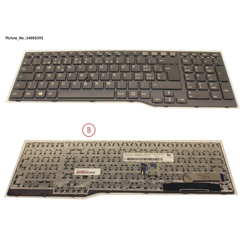 34055392 - KEYBOARD 10KEY BLACK W/ TS SWISS