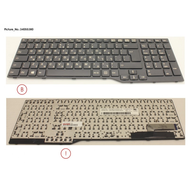 34055380 - KEYBOARD 10KEY BLACK W/O TS HEBREW