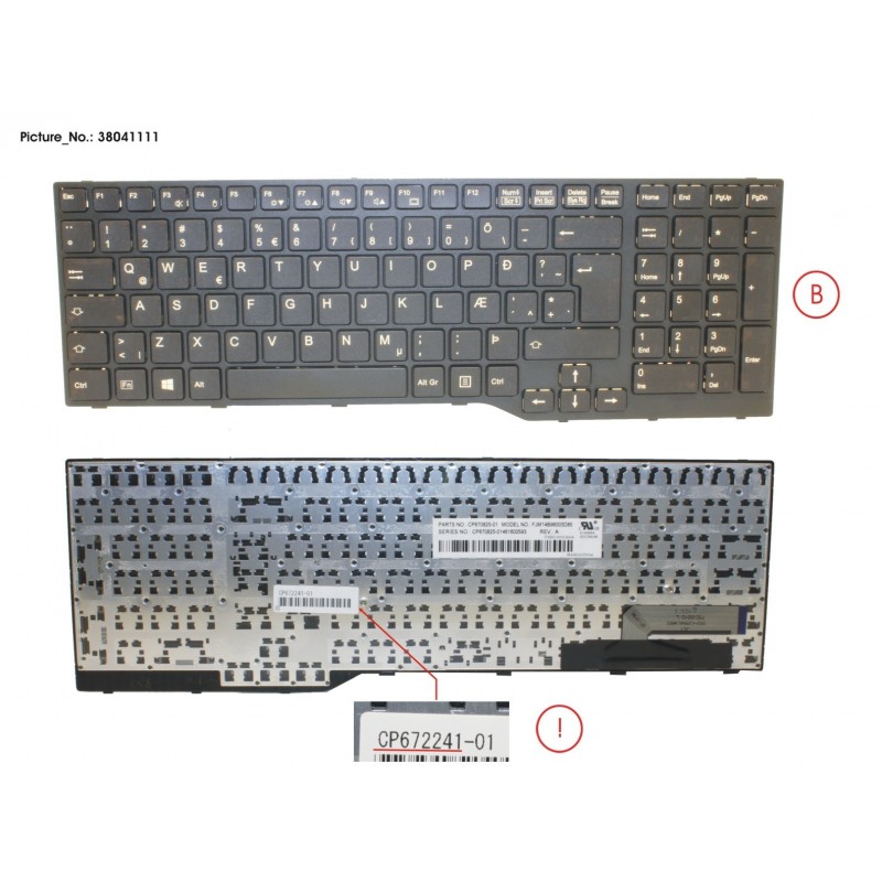 38041111 - KEYBOARD 10KEY BLACK W/O TS ICELAND