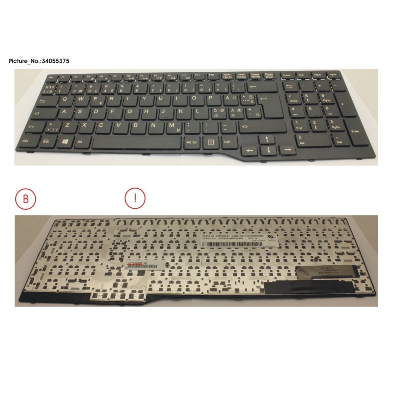 34055375 - KEYBOARD 10KEY BLACK W/O TS NORDIC/EST