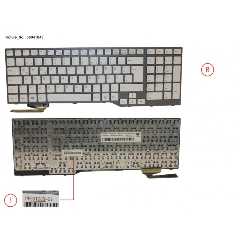 38041043 - KEYBOARD 10KEY WHITE W/O TS GERMAN