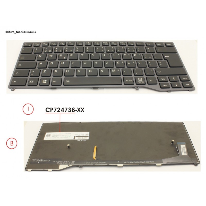 34053337 - KEYBOARD BLACK W/ BL PORTUGAL