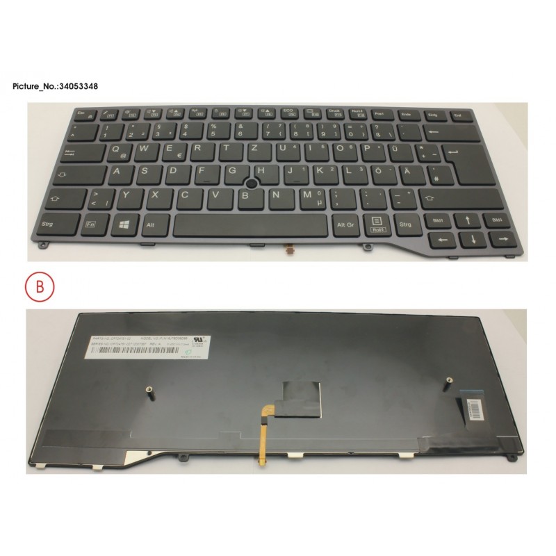 34053348 - KEYBOARD BLACK W/ TS GERMAN