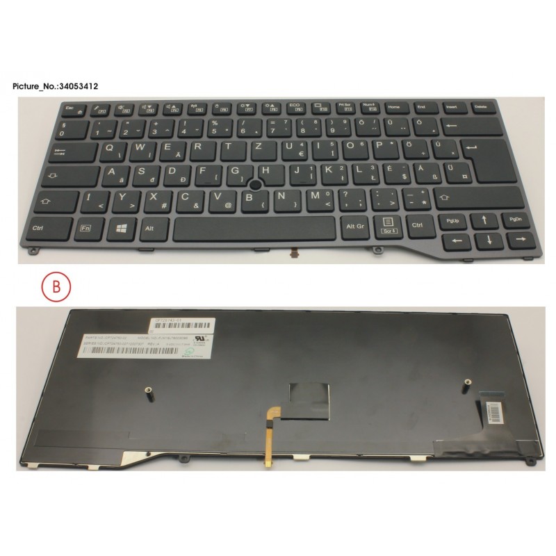 34053412 - KEYBOARD BLACK W/ TS HUNGARY