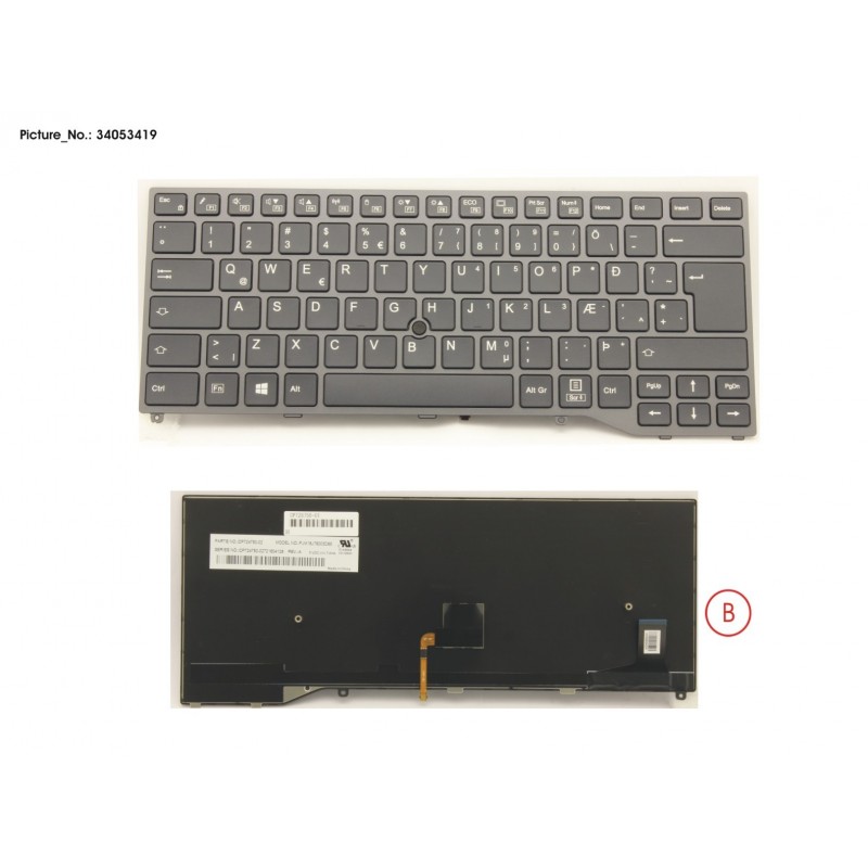 34053419 - KEYBOARD BLACK W/ TS ICELAND