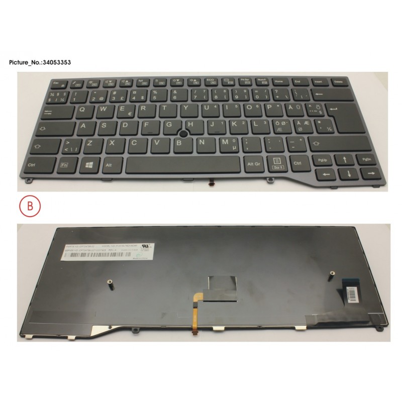 34053353 - KEYBOARD BLACK W/ TS NORDIC/EST