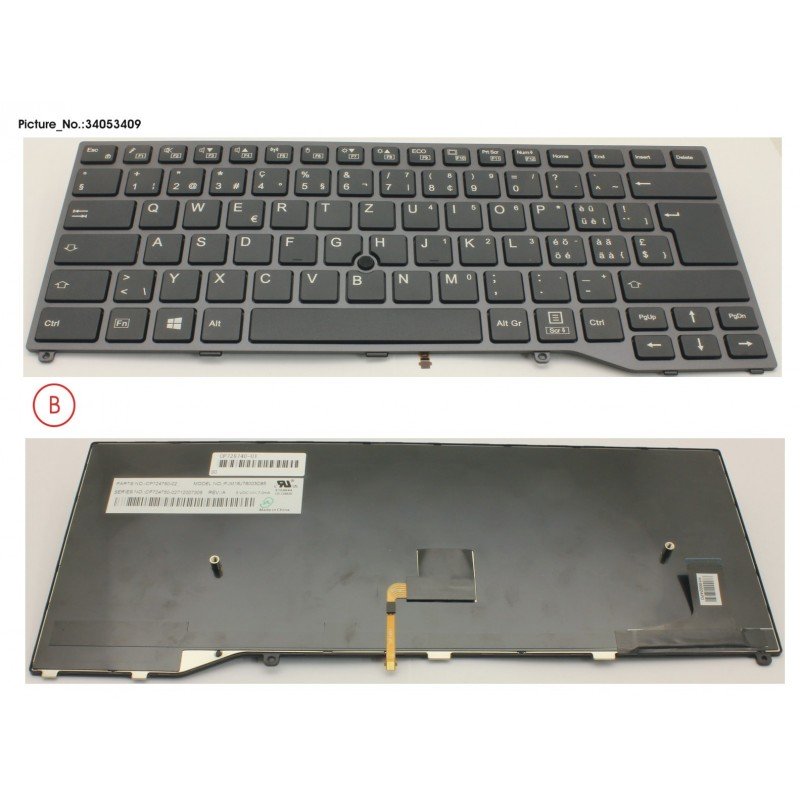 34053409 - KEYBOARD BLACK W/ TS SWISS