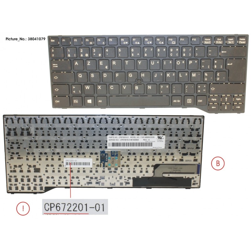 38041079 - KEYBOARD BLACK W/ TS BELGIUM