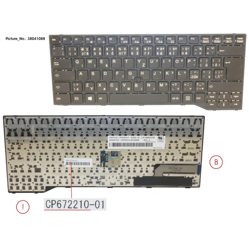 38041088 - KEYBOARD BLACK W/ TS CZECH/SLOVAKIA