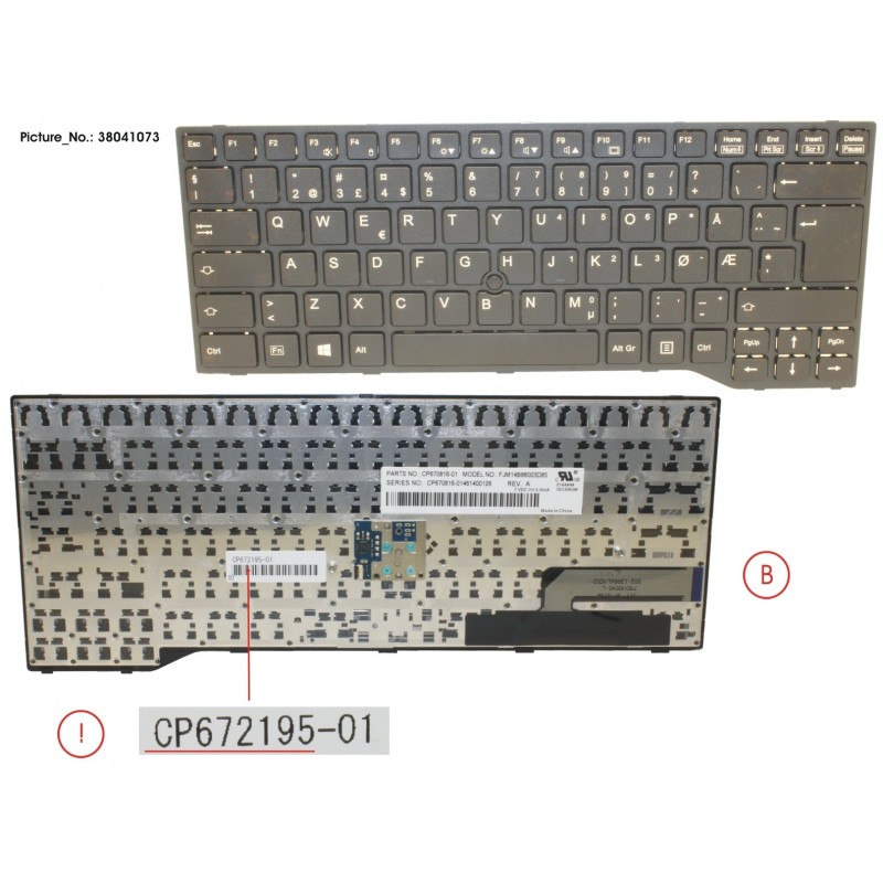 38041073 - KEYBOARD BLACK W/ TS NORWAY