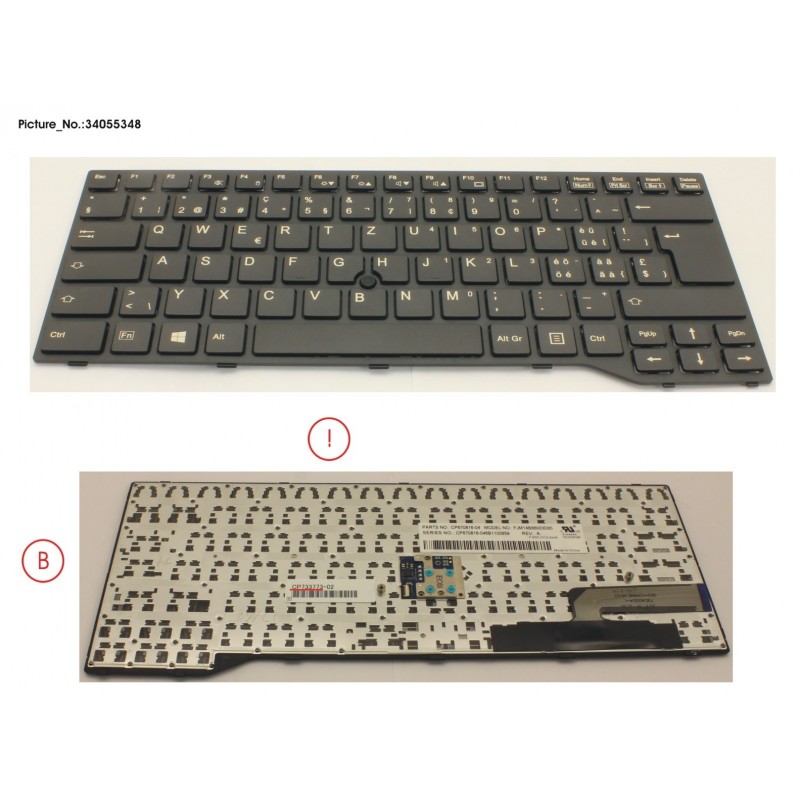 34055348 - KEYBOARD BLACK W/ TS SWISS