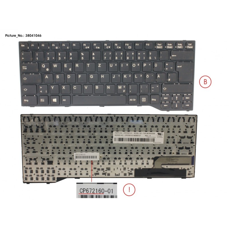 38041046 - KEYBOARD BLACK W/O TS GERMAN