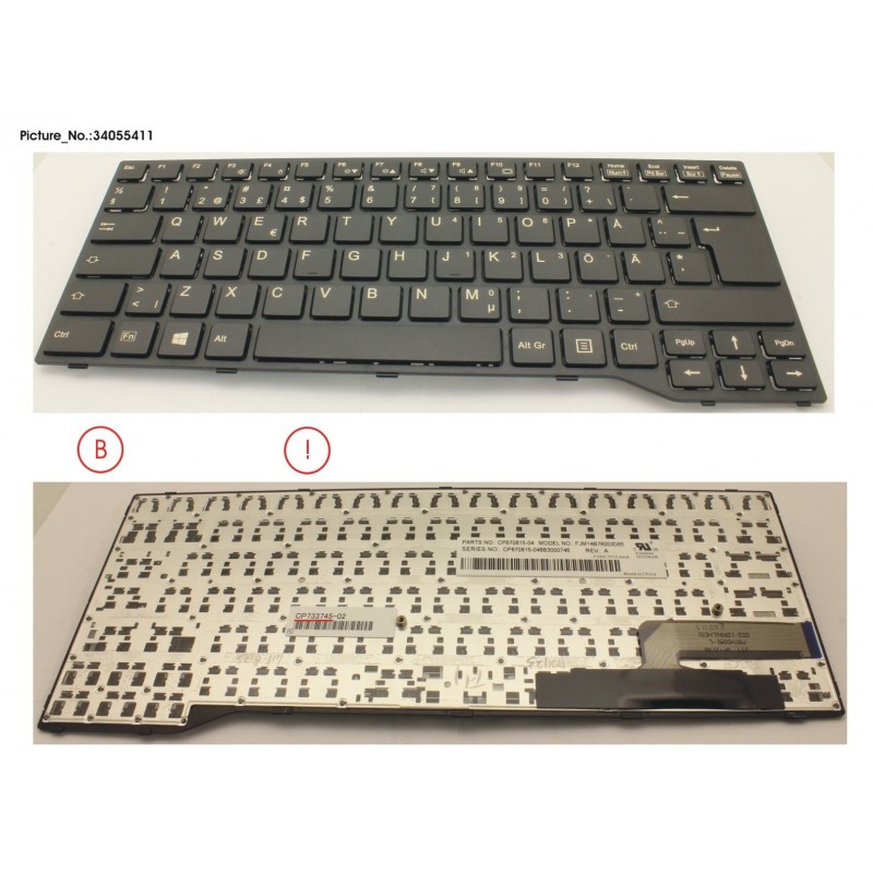 34055411 - KEYBOARD BLACK W/O TS SCHWEDEN/FINLAND