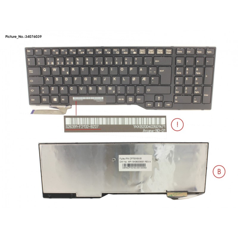 34076039 - KEYBOARD NORWAY (BLACK)