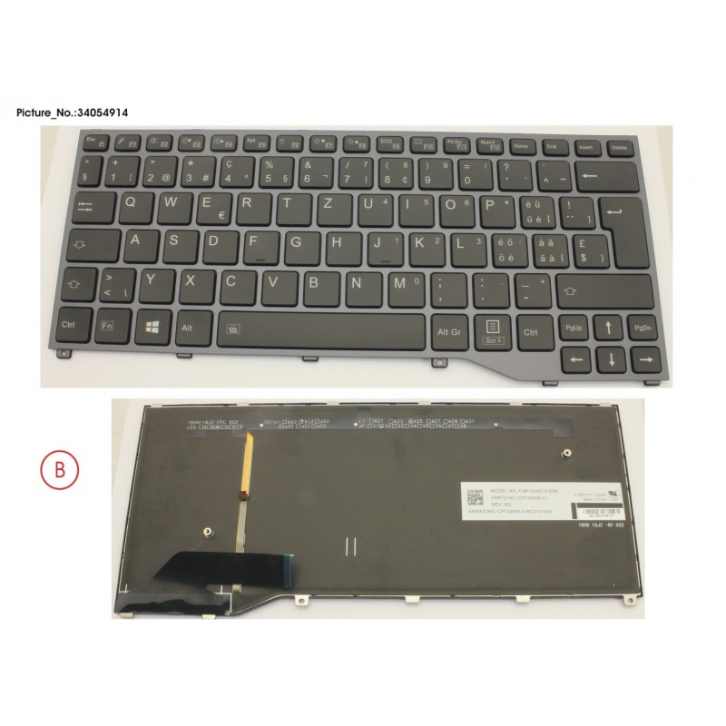 34054914 - KEYBOARD BLACK W/ BL SWISS