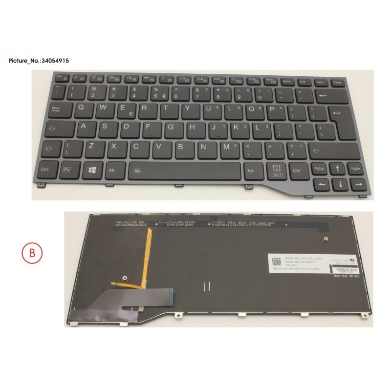 34054915 - KEYBOARD BLACK W/ BL US