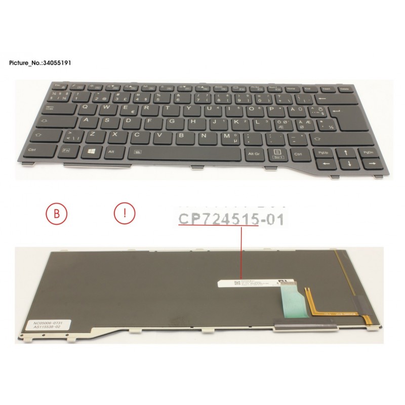 34055191 - KEYBOARD W/ BL NORDIC