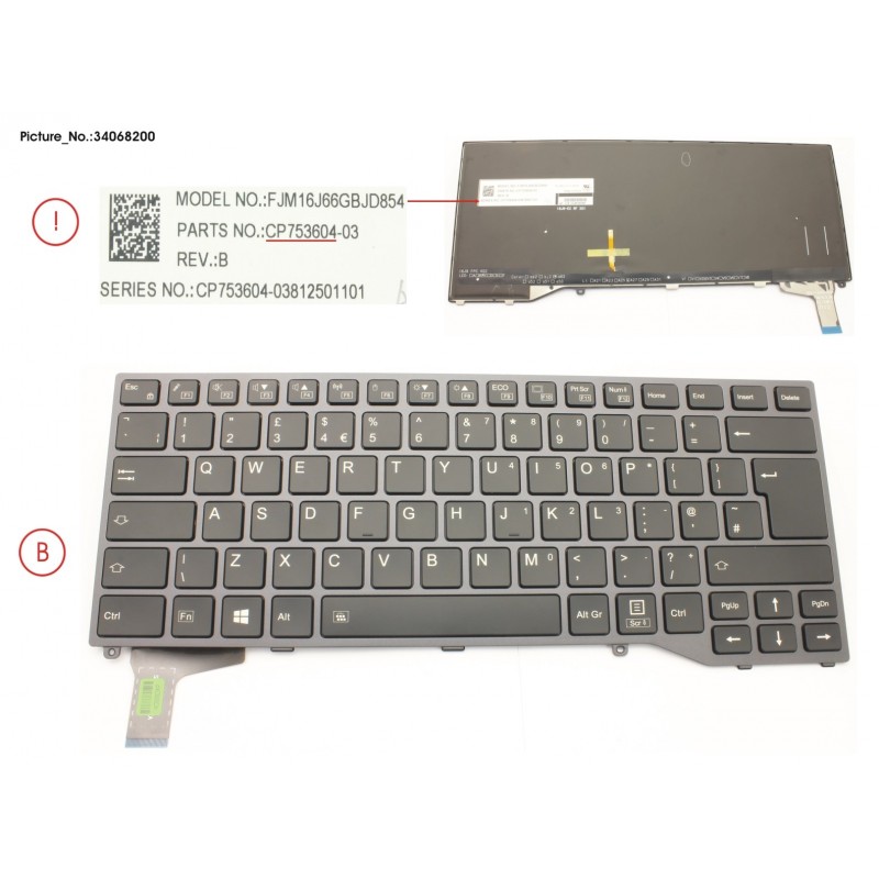 34068200 - KEYBOARD UK W/ BL