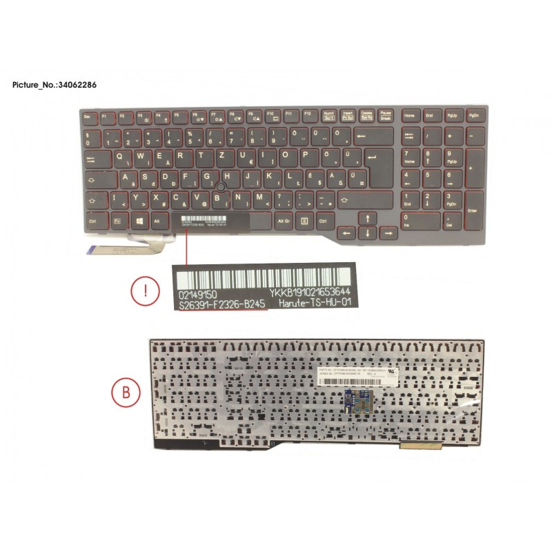 34062286 - KEYBOARD BLACK W/ TS HUNGARY