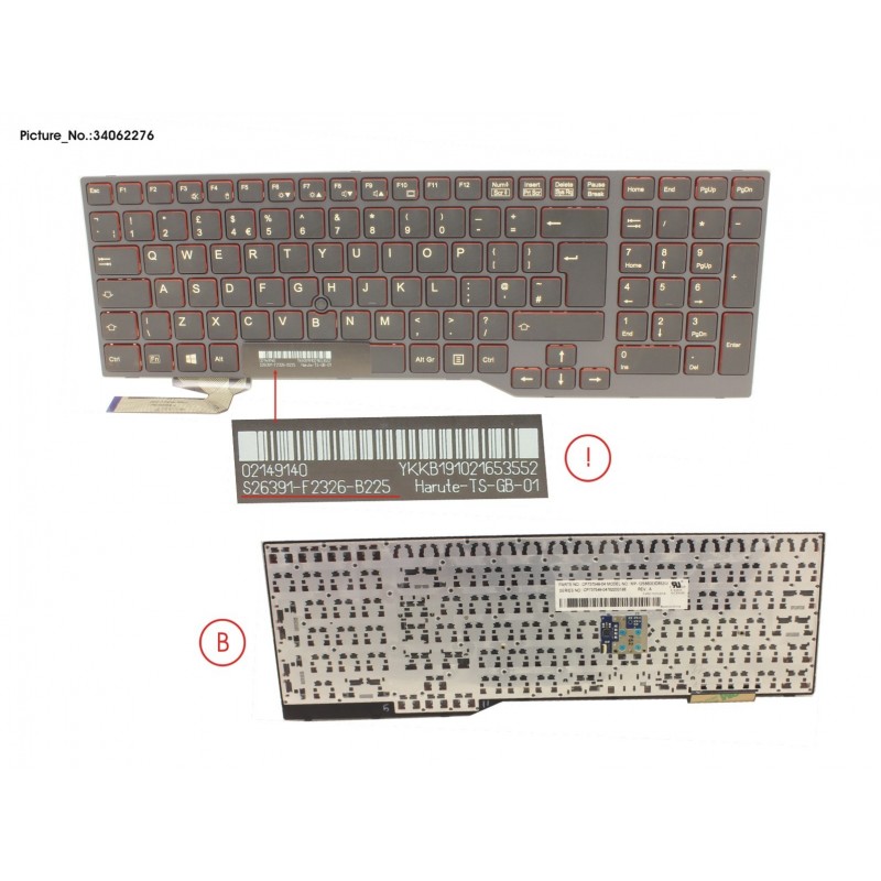 34062276 - KEYBOARD BLACK W/ TS UK