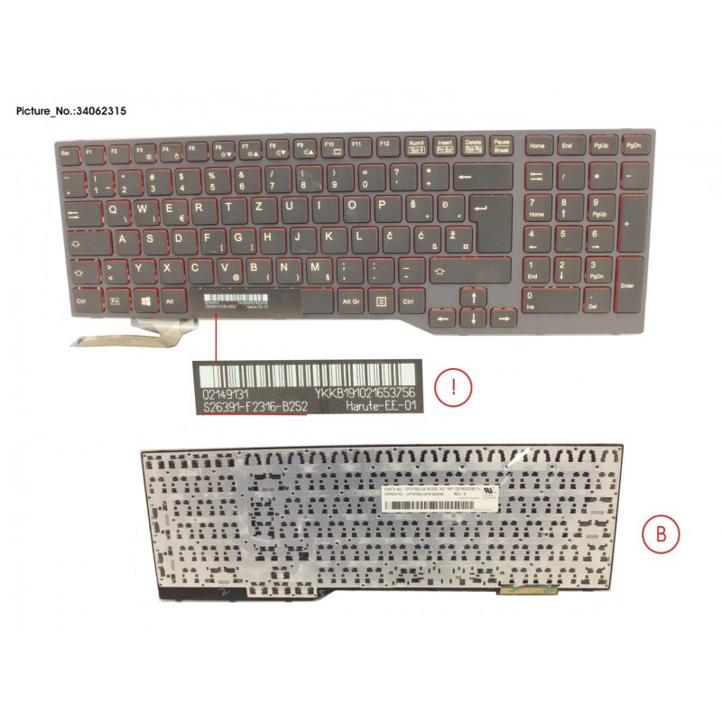 34062315 - KEYBOARD BLACK W/O TS EAST EUROPE