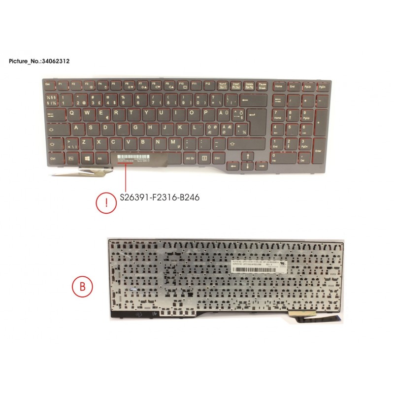 34062312 - KEYBOARD BLACK W/O TS NORDIC/EST