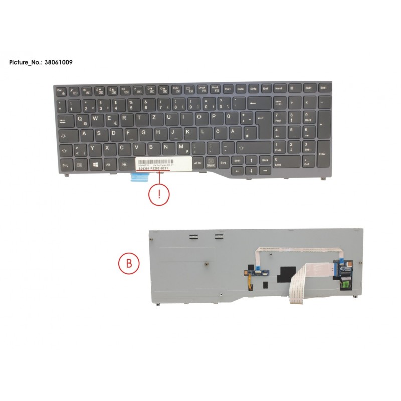 38061009 - KEYBOARD BLACK W/ BL GERMAN