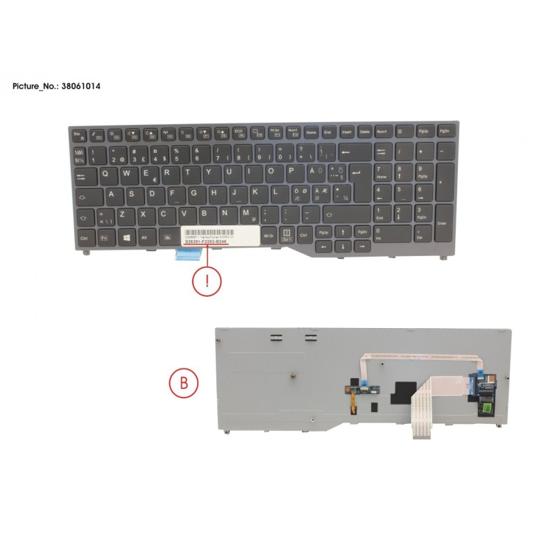38061014 - KEYBOARD BLACK W/ BL NORDIC