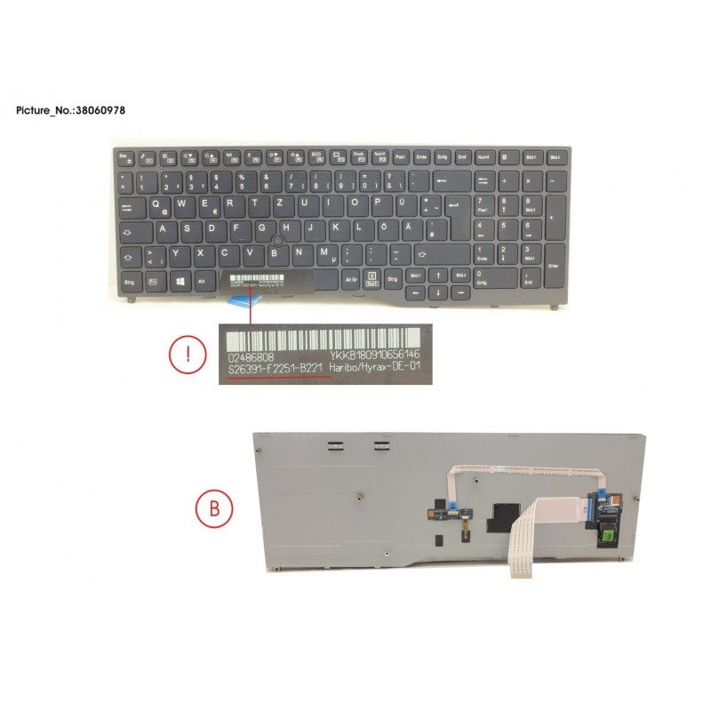 38060978 - KEYBOARD BLACK W/ TS GERMAN