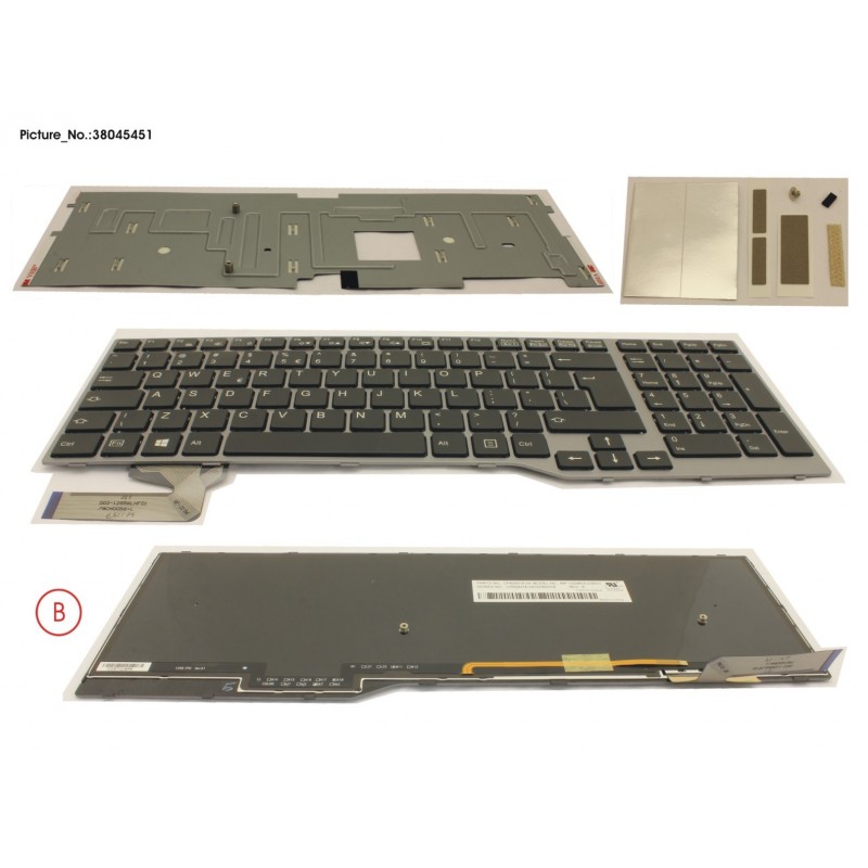 38045451 - KEYBOARD BLACK W/ BL US