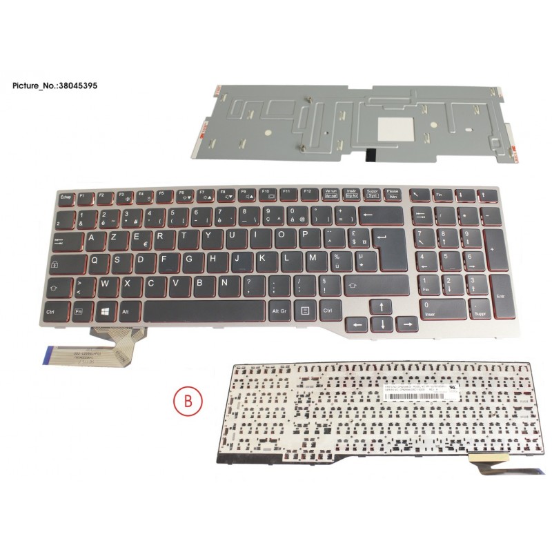 38045395 - KEYBOARD BLACK/RED FRANCE W/O TS