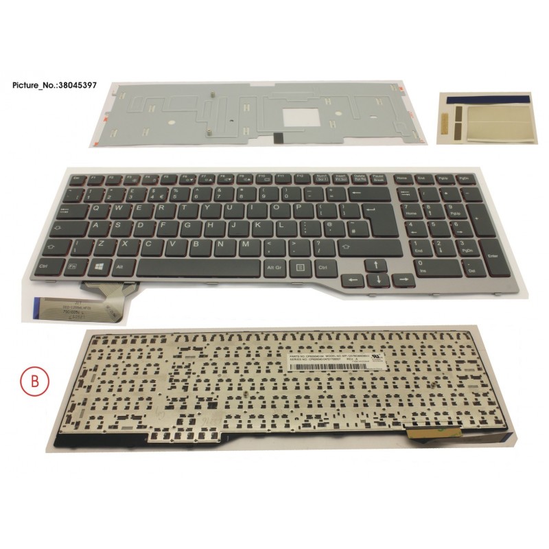 38045397 - KEYBOARD BLACK/RED UK W/O TS